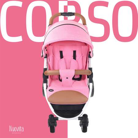 Коляска прогулочная Nuovita Corso Розовый-Серебристый