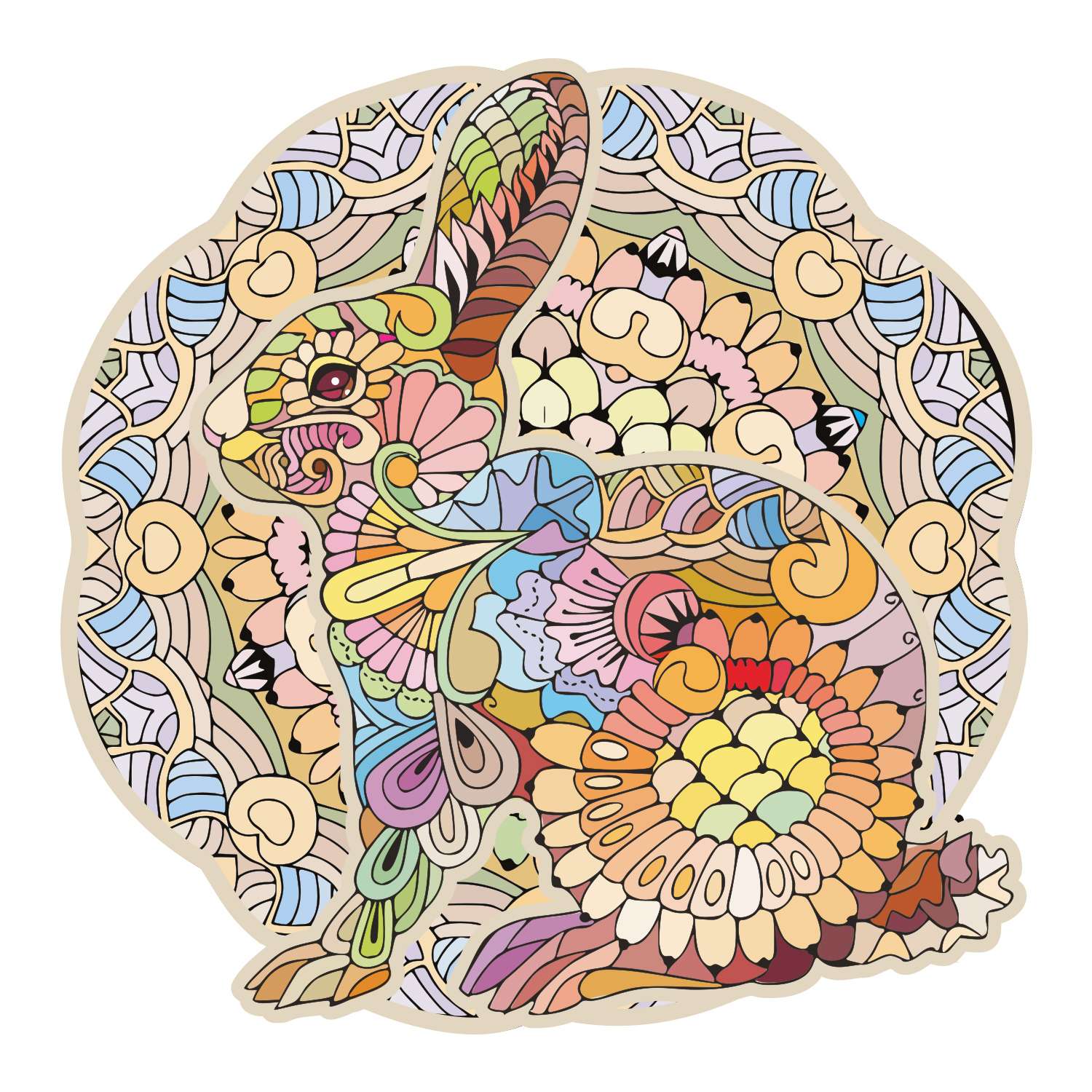 Пазл деревянный Кролик SVDor Кролик в цветах/25*25 см/80 деталей - фото 2