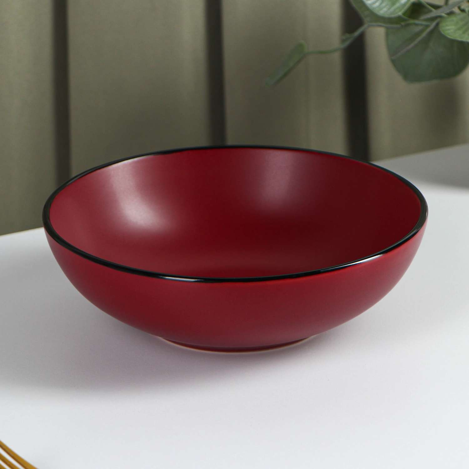Миска Доляна керамическая «Ваниль» 700 мл d=18 см цвет бордовый - фото 1