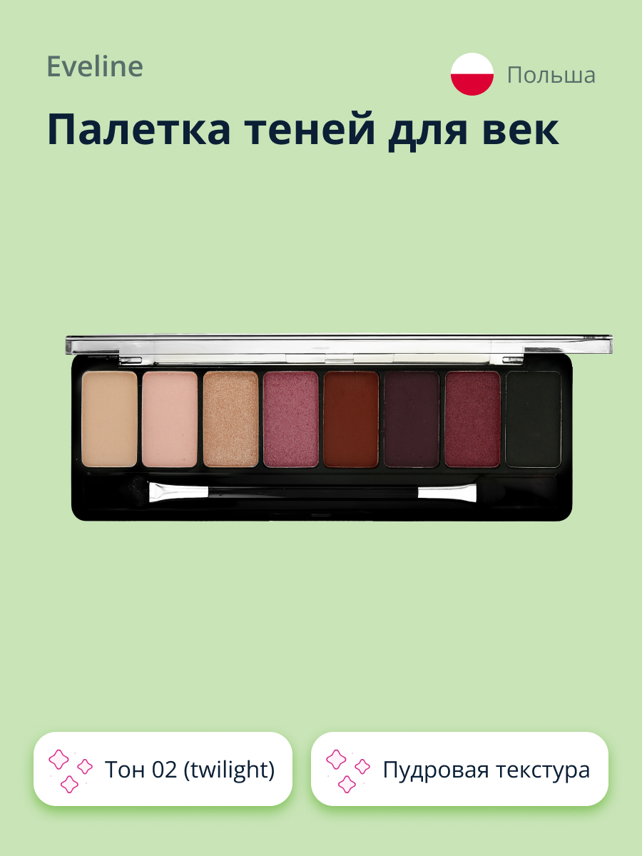 Палетка теней EVELINE Eyeshadow professional palette тон 02 (twilight) - фото 1