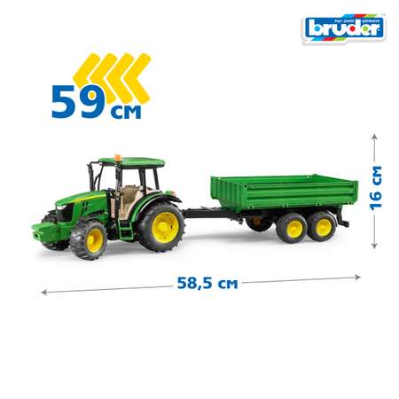 Трактор Bruder John Deere 5115M с прицепом