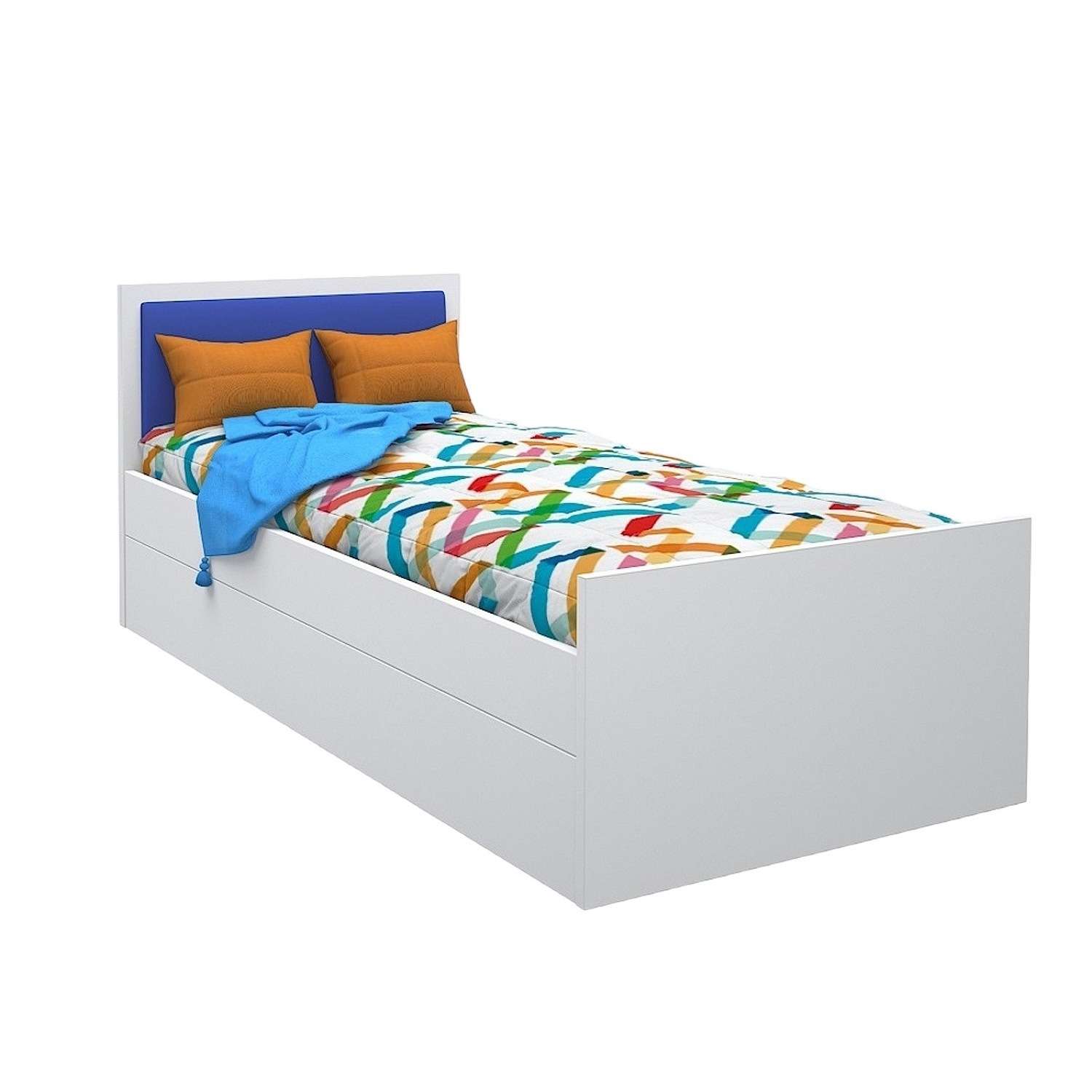 Кровать подростковая Феникс с мягким изголовьем Синий - фото 2