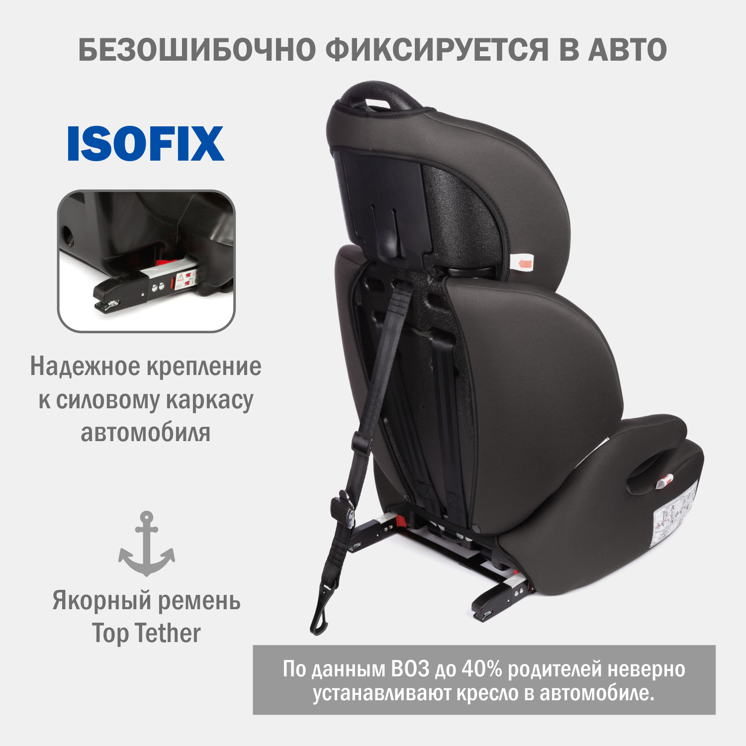 Автомобильное кресло SIGER УУД Siger Стар Isofix Lux гр.I/II/III зебра серый бежевый - фото 6