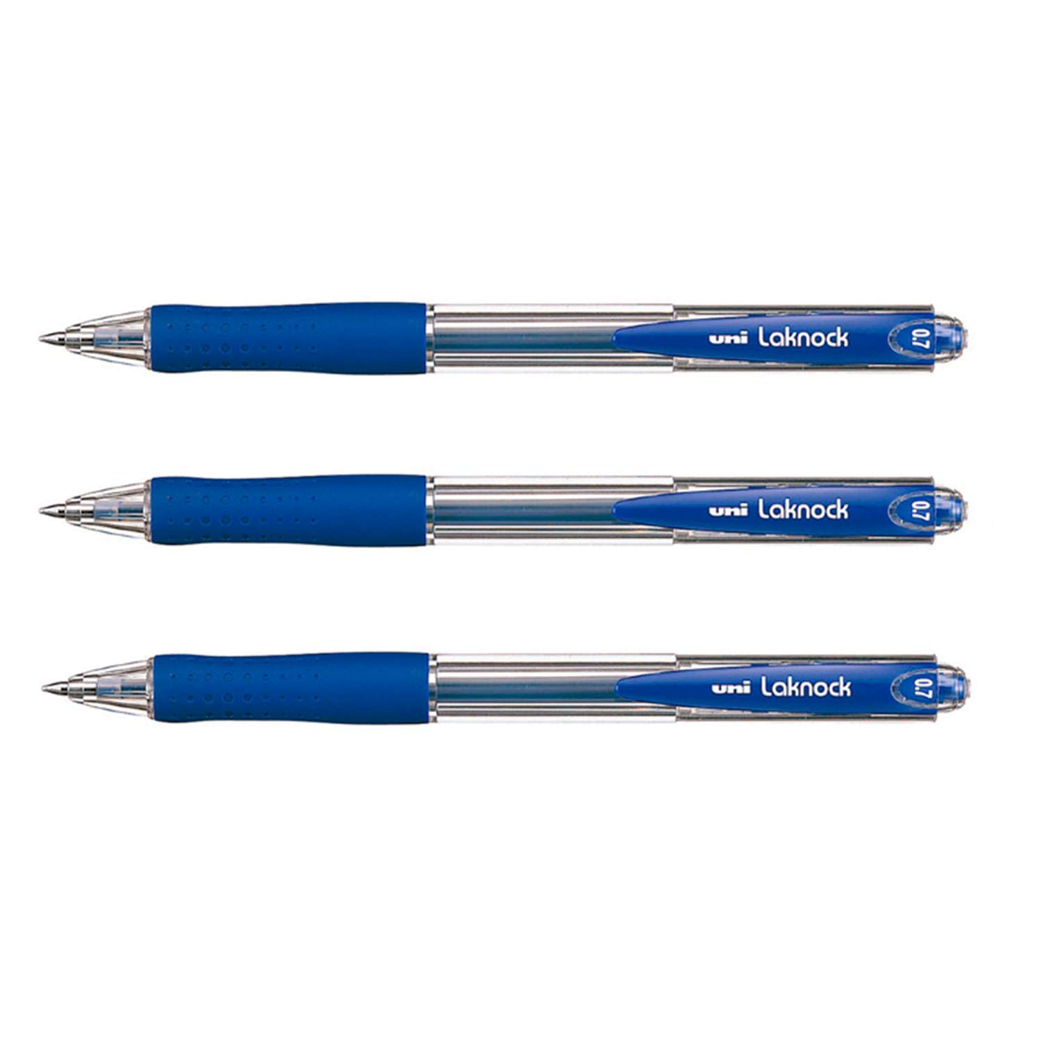 Ручка шариковая UNI Laknock SN-100 автоматическая синий 0.7 мм. 3 шт - фото 1