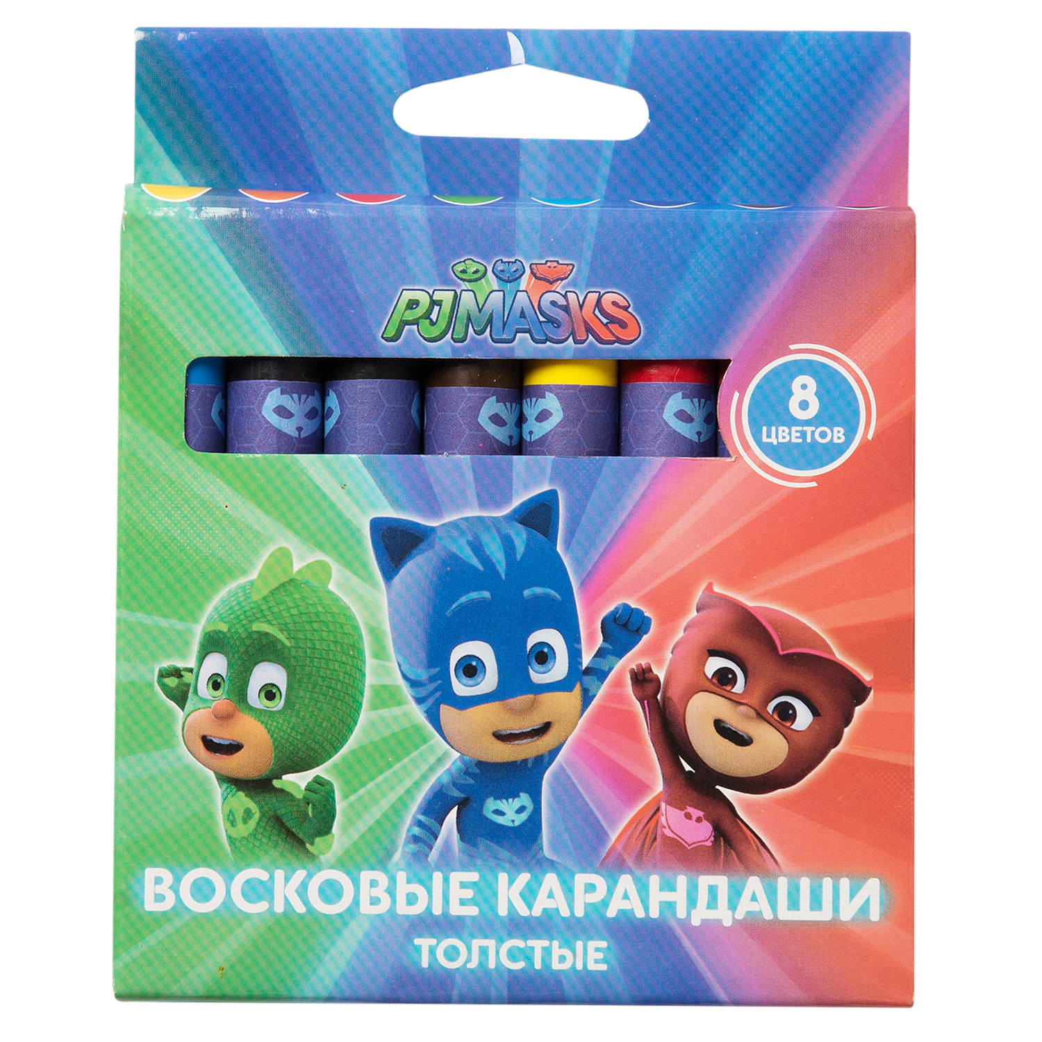 Карандаши восковые Росмэн PJ Masks Тол 8цветов - фото 1