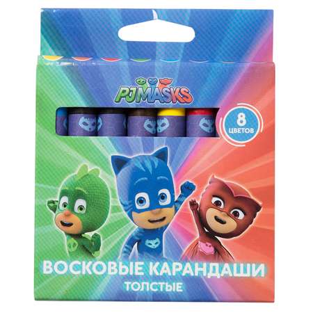 Карандаши восковые Росмэн PJ Masks Тол 8цветов