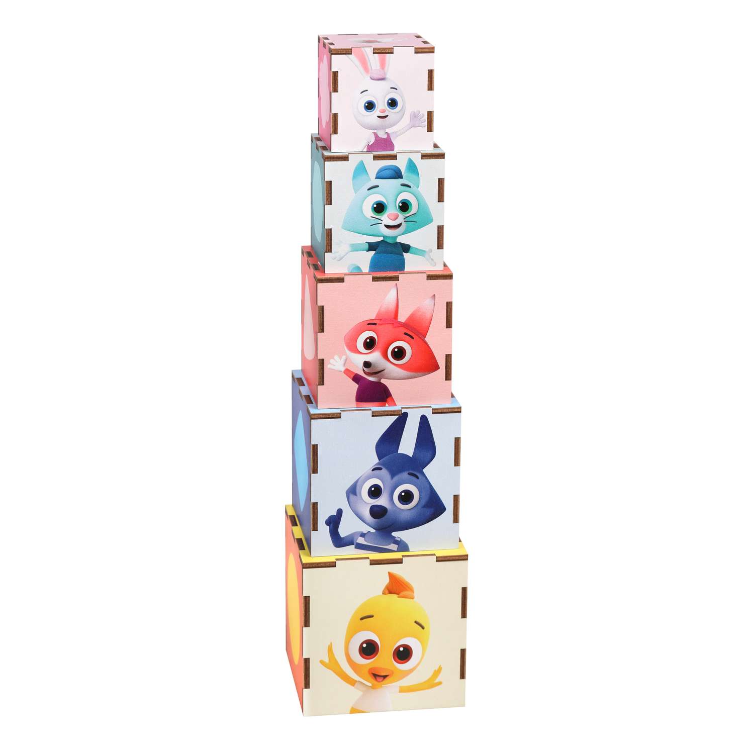 Кубики Цветняшки деревянные пирамидка сортер игровой набор - фото 8