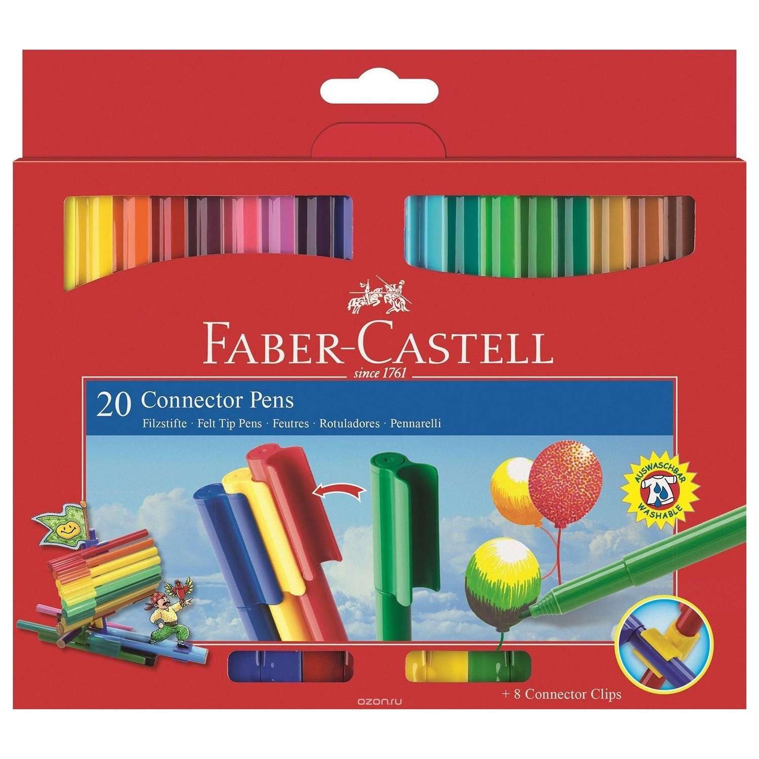 Фломастеры Faber Castell Connector смываемые 20цветов 155520 - фото 1
