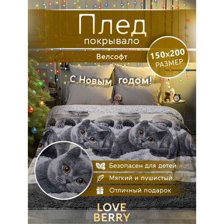 Плед LOVEBERRY 1,5 спальный британцы