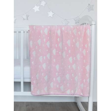 Плед плюшевый Baby Nice MICRO FLANNEL Облака 75х100 см розовый