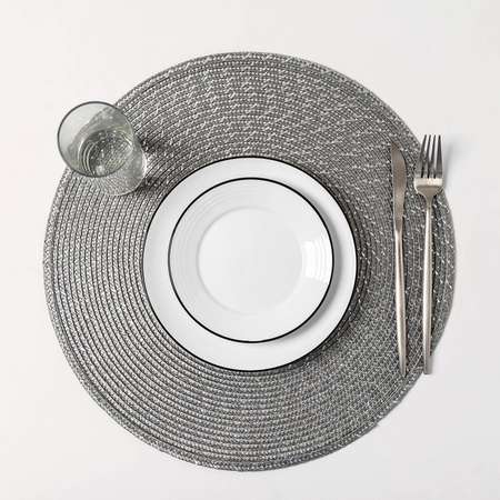 Набор салфеток Доляна сервировочных на стол «Рэй» 4 шт d=38 см цвет серый