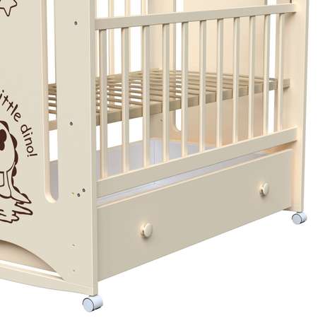 Детская кроватка ВДК Dino прямоугольная, продольный маятник (слоновая кость)