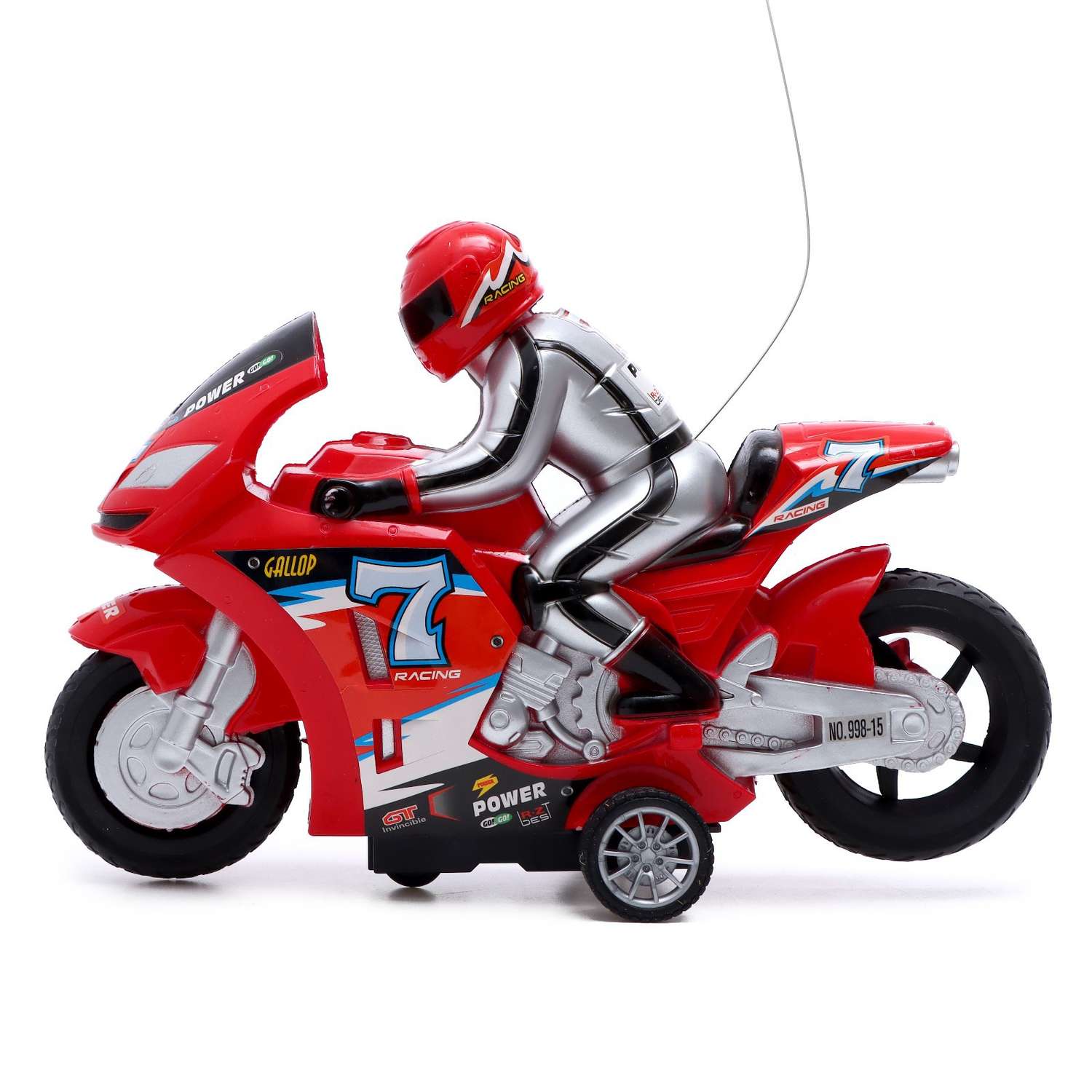 Мотоцикл Автоград радиоуправляемый «Спортбайк» работает от батареек цвет красный - фото 2