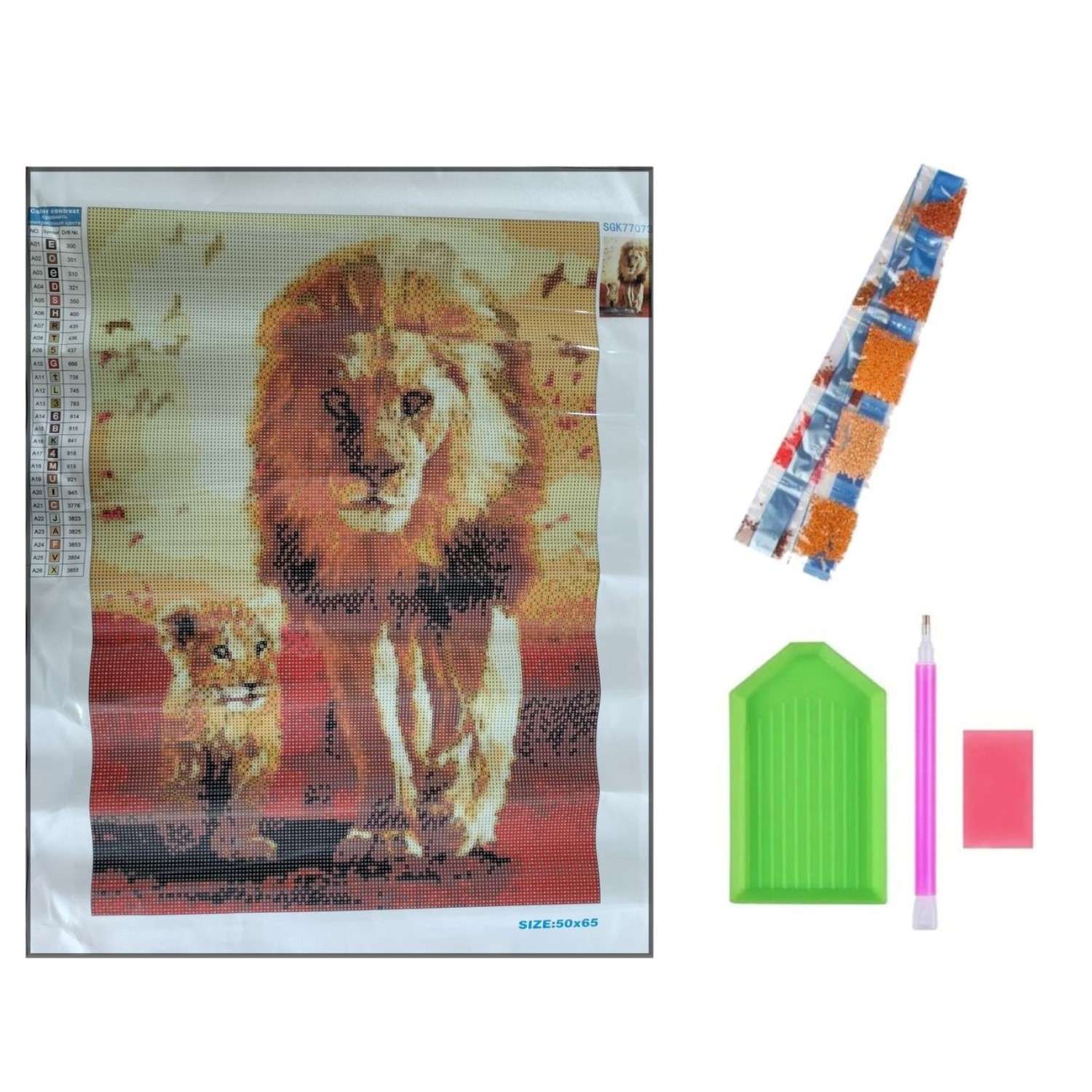Алмазная мозаика Seichi Лев со львёнком 50х65 см - фото 3