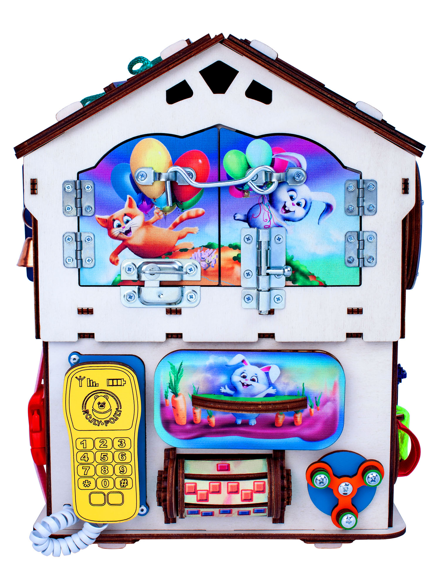 Бизиборд Jolly Kids развивающий бизидом и куб 2 в 1 со светом - фото 8