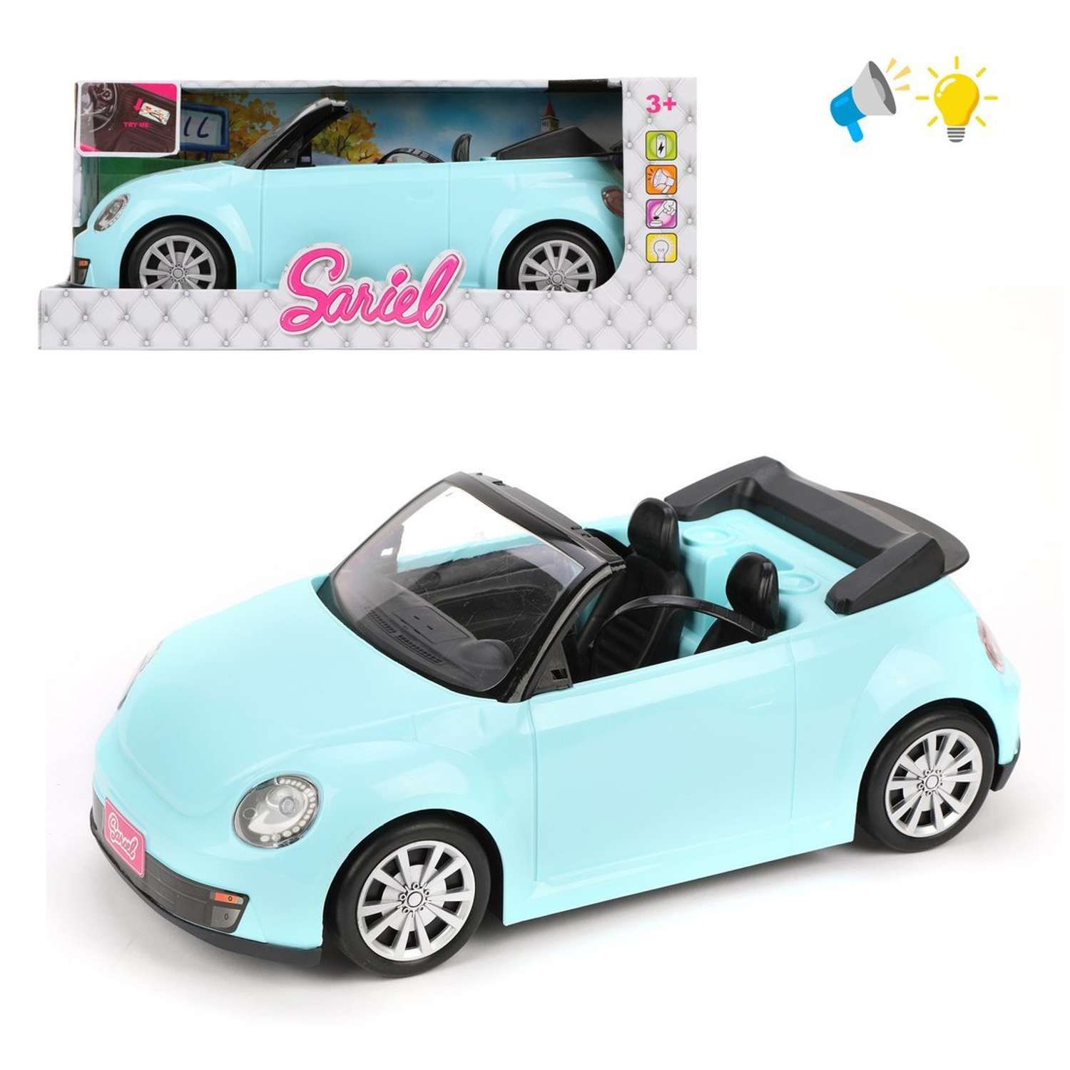 Машинка для куклы Наша Игрушка Кабриолет голубой 44 см со светозвуковыми эффектами 638133 - фото 1