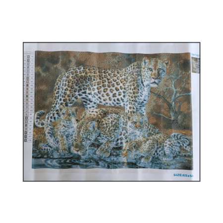 Алмазная мозаика Seichi Леопарды на водопое 50х65 см