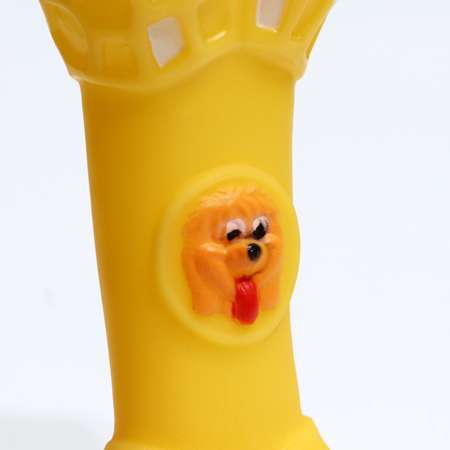 Игрушка Пижон пищащая «Кость с портретом» для собак 15 см жёлтая