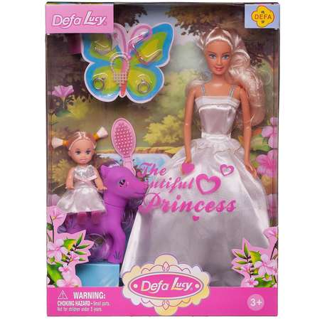 Игровой набор ABTOYS Кукла Defa Lucy в белом платье с дочкой на пони