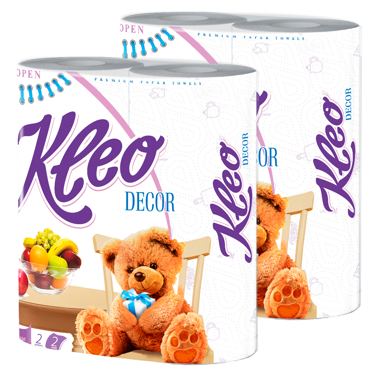 Полотенца бумажные KLEO Decor двухслойные 2 упаковки по 2 рулона - фото 1