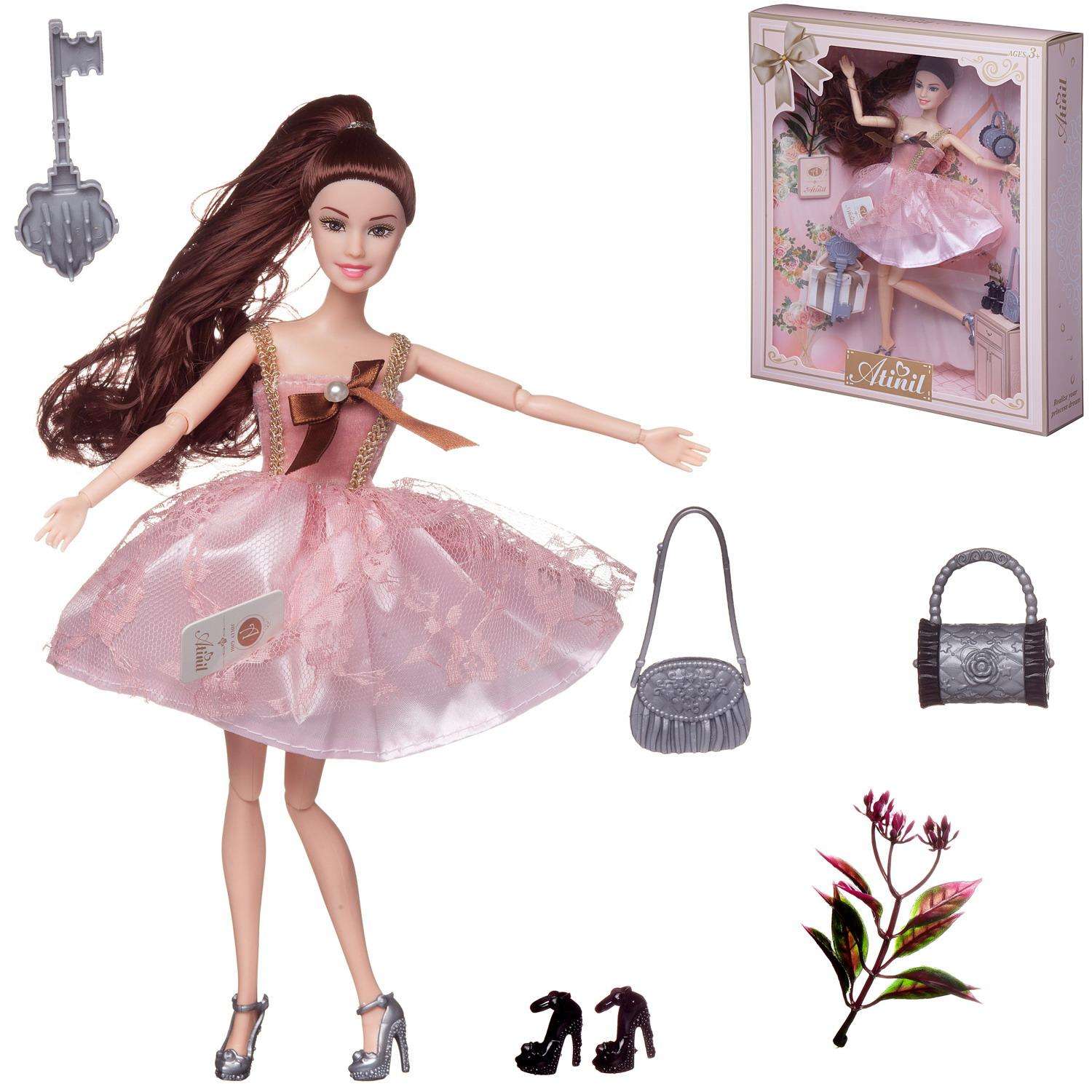 Кукла Atinil Junfa Мой розовый мир в платье с двухслойной юбкой Шатенка WJ-21547/шатенка - фото 4