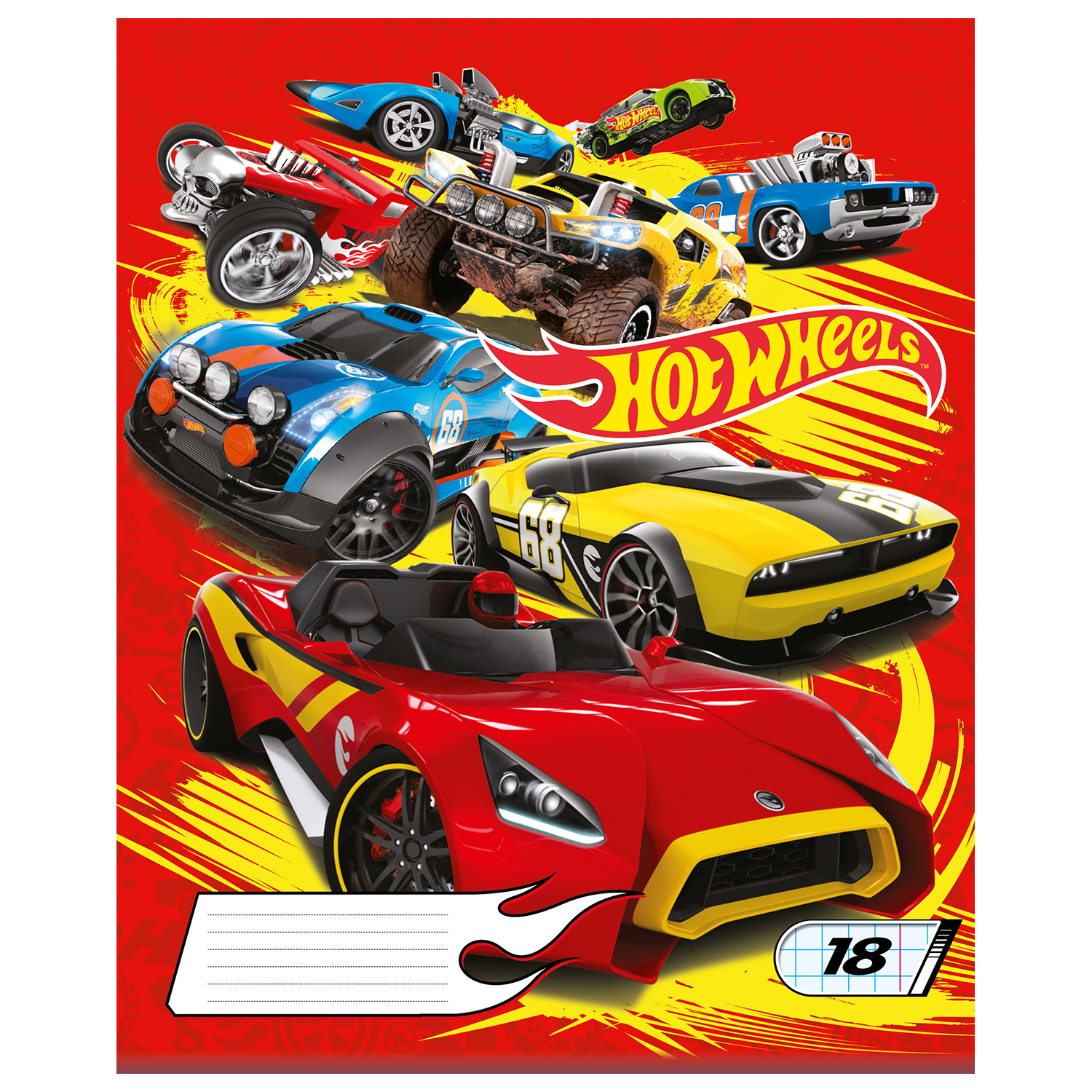 Тетрадь Полиграф Принт Hot Wheels Клетка 18л HW95/5 - фото 1