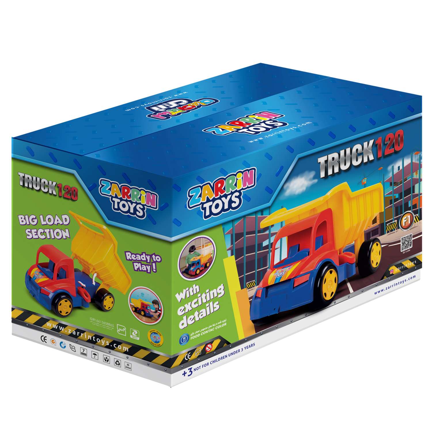 Автомобиль грузовик игрушечный Zarrin Toys MineTrack 120 и набор песочный F1-1/синий-желтый - фото 4
