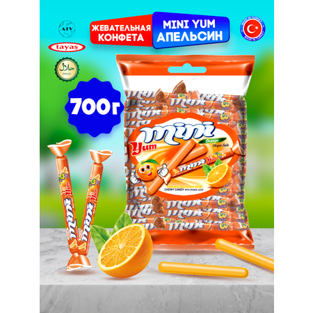 Жевательные палочки TAYAS конфетки mini yum с апельсиновым вкусом 700 г