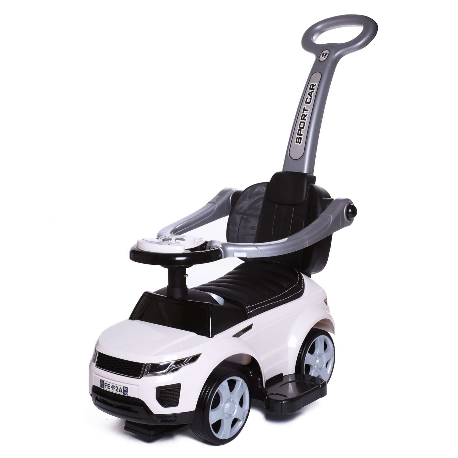 Каталка BabyCare Sport car кожаное сиденье белый - фото 1