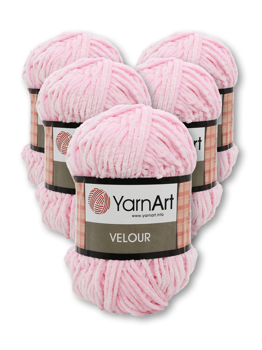 Пряжа для вязания YarnArt Velour 100 г 170 м микрополиэстер мягкая велюровая 5 мотков 854 св-розовый - фото 3