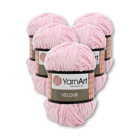 Пряжа для вязания YarnArt Velour 100 г 170 м микрополиэстер мягкая велюровая 5 мотков 854 св-розовый
