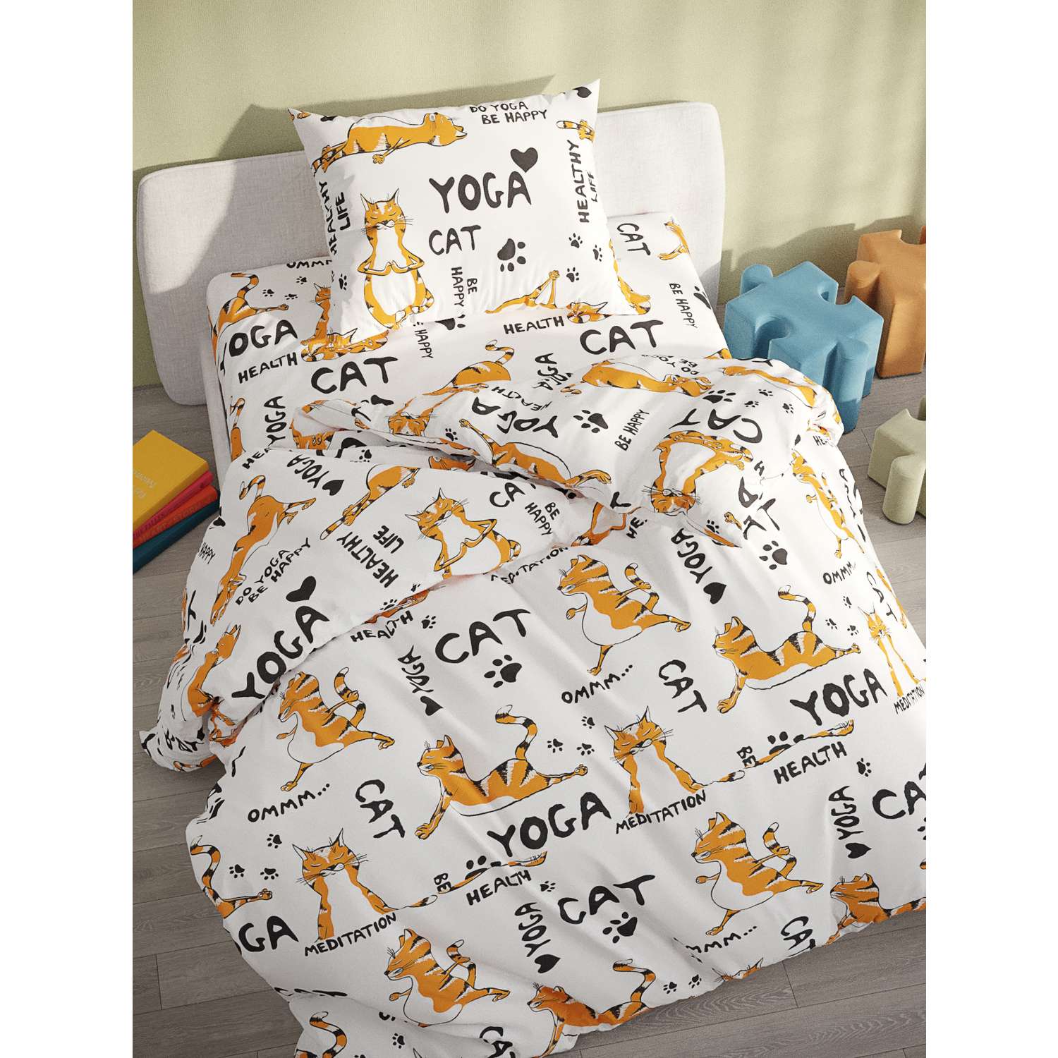 Комплект постельного белья Сказка. Yogacat 1.5-сп - фото 1