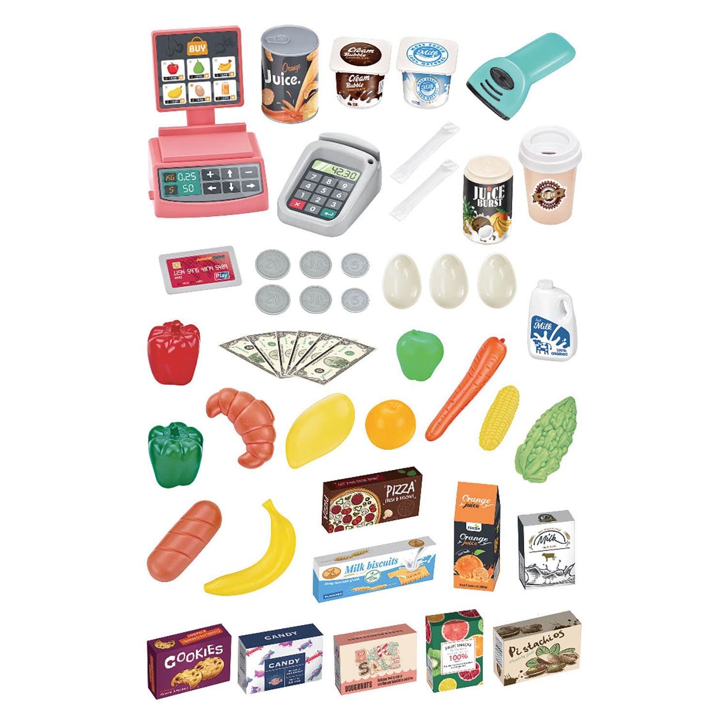 Игровой набор Jiacheng Супермаркет с тележкой и продуктами 47 предметов - фото 4