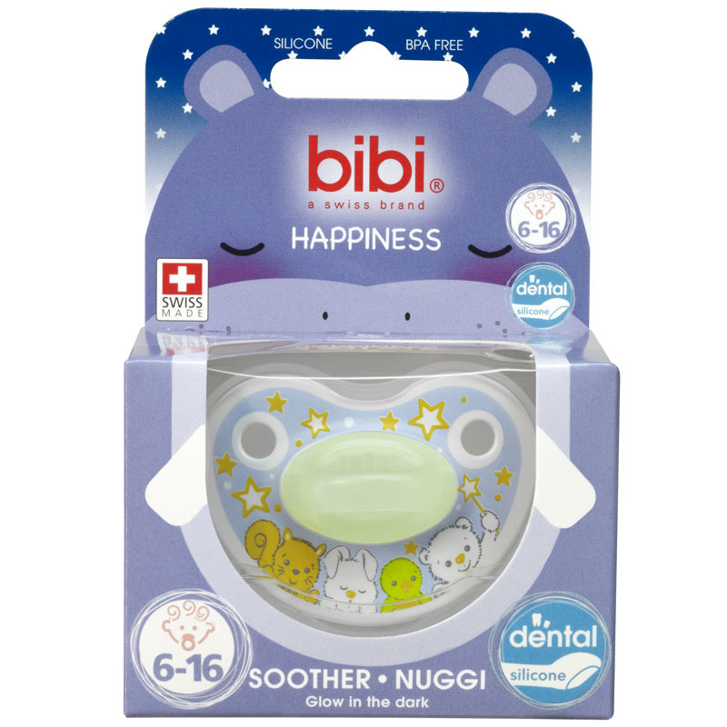 Пустышка Bibi Premium Dental силикон светящаяся в темноте 6-16 мес Happiness Glow in the Dark - фото 2