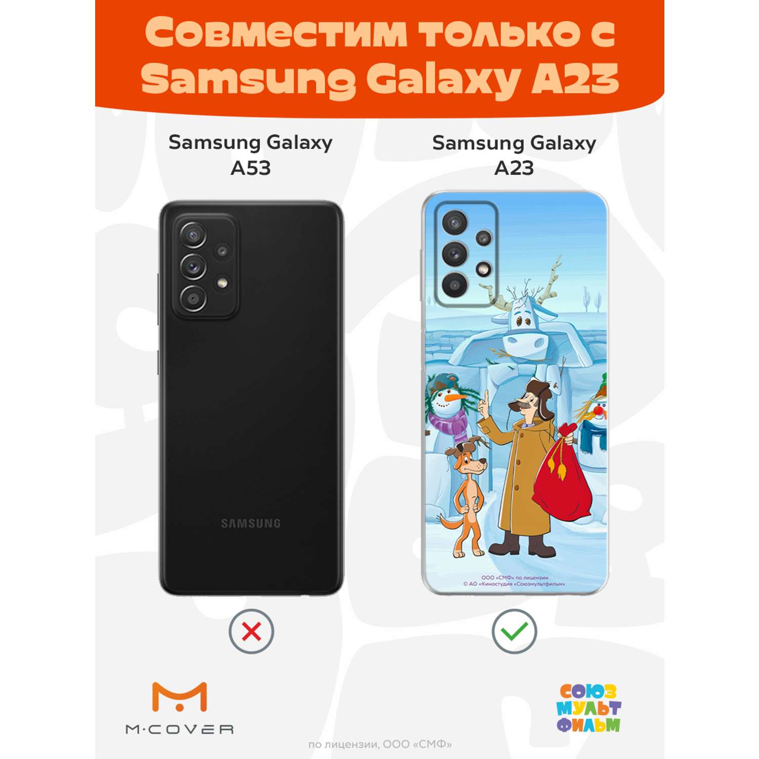 Силиконовый чехол Mcover для смартфона Samsung A23 Союзмультфильм Подарки от Печкина - фото 5