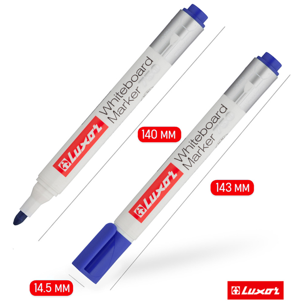 Набор маркеров LUXOR для белых досок 750 4 цв пулевидный 1-3 мм чехол с европодвесом - фото 2