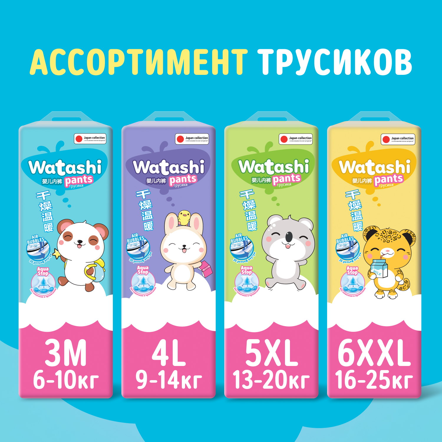 Трусики WATASHI 72 шт. M (6-10 кг) - фото 10