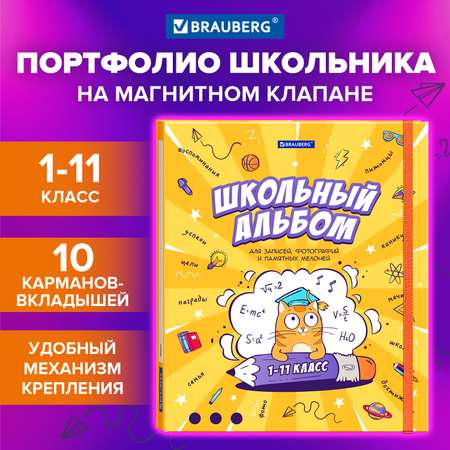 Портфолио школьника Brauberg папка А4 на кольцах 10 вкладышей