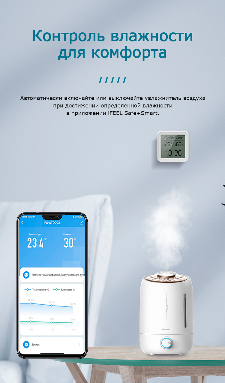 Цифровая метеостанция iFEEL Comby IFS-STD002 с WiFi датчиком температуры влажности часами и календарём - фото 8