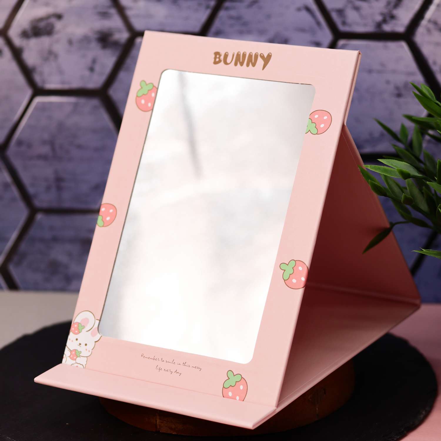 Зеркало настольное для макияжа iLikeGift Happy bunny pink - фото 1