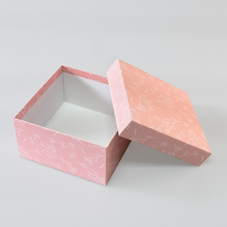 Коробка подарочная Cartonnage крышка-дно Соцветие белый розовый