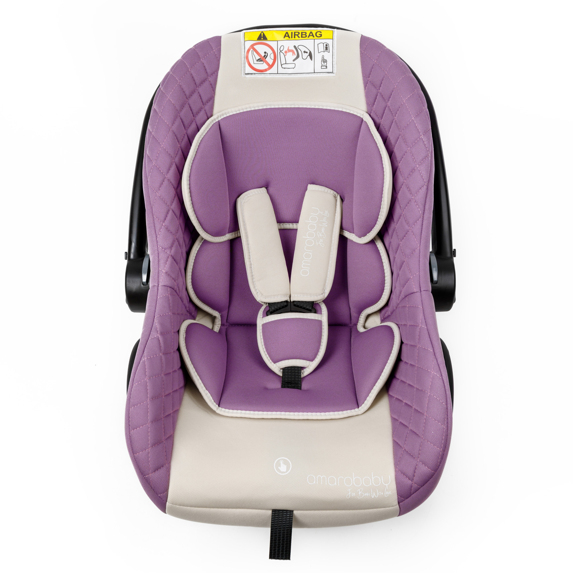 Автокресло детское Amarobaby Baby comfort группа 0+ Светло-фиолетовый-Светло-бежевый - фото 12