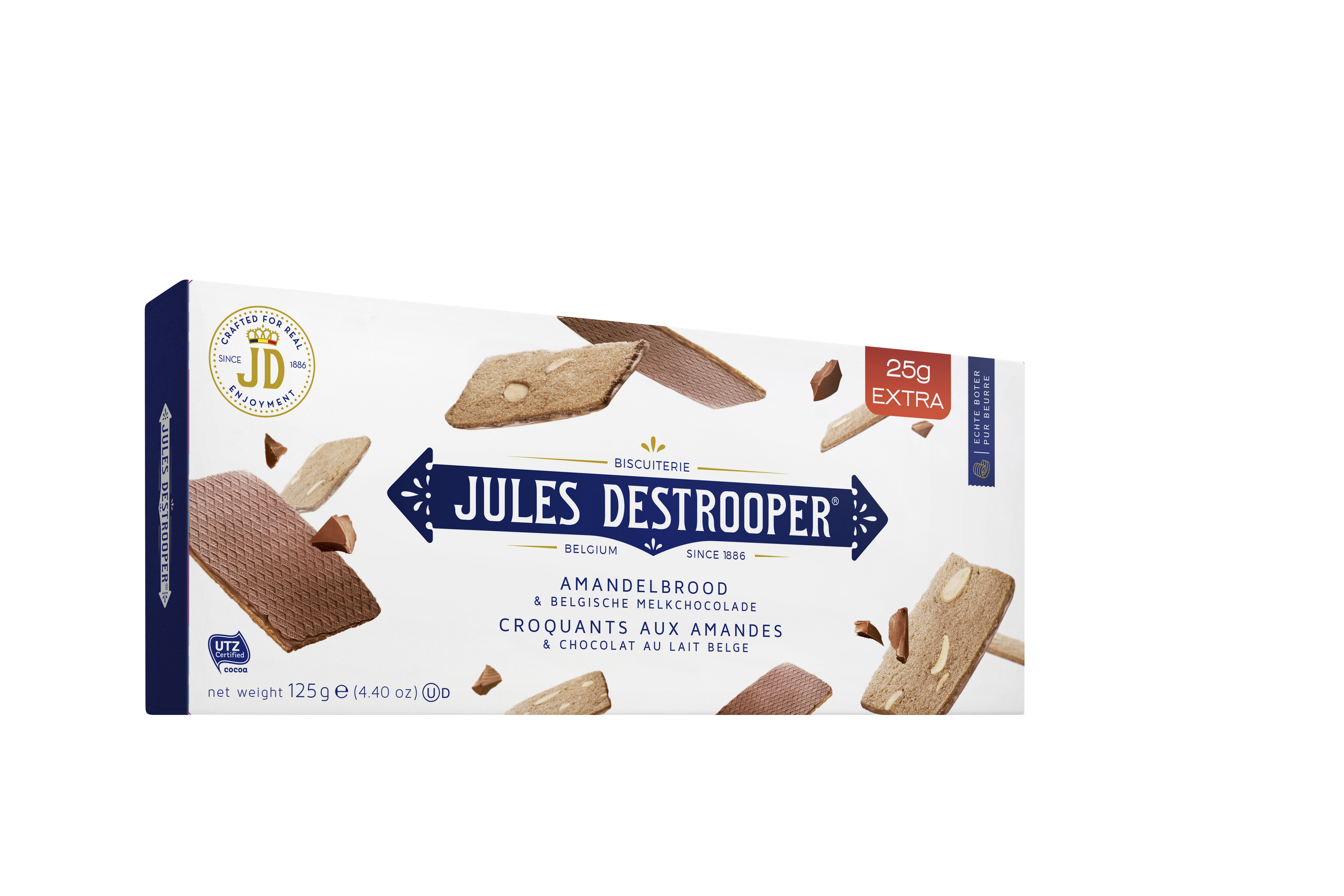 Бельгийское печенье Jules Destrooper Amandelbrood Belgische Melkchocolade 125 грамм - фото 1