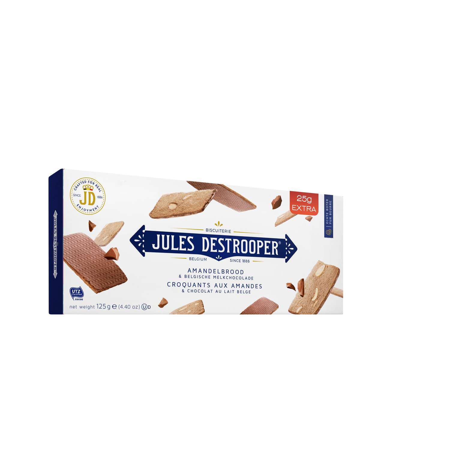 Бельгийское печенье Jules Destrooper Amandelbrood Belgische Melkchocolade 125 грамм - фото 1