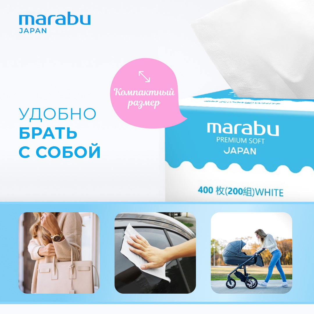 Салфетки бумажные MARABU в мягкой упаковке 200 шт ( 5 упаковок) - фото 3