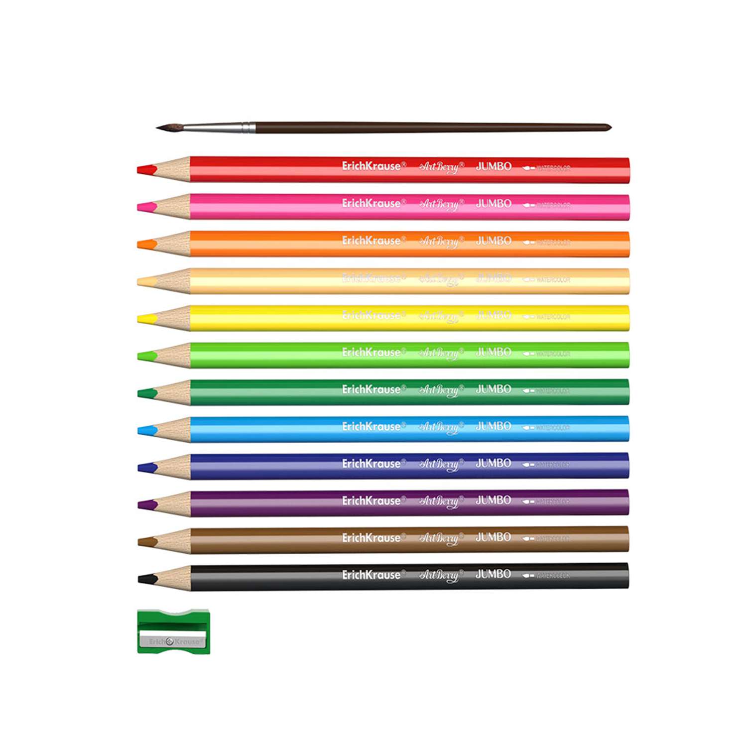 Акварельные карандаши Artberry Jumbo 12 цветов с кисточкой и точилкой - фото 2