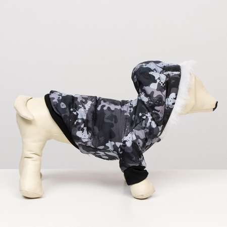 Куртка для собак Sima-Land с капюшоном и мехом размер М камуфляжная