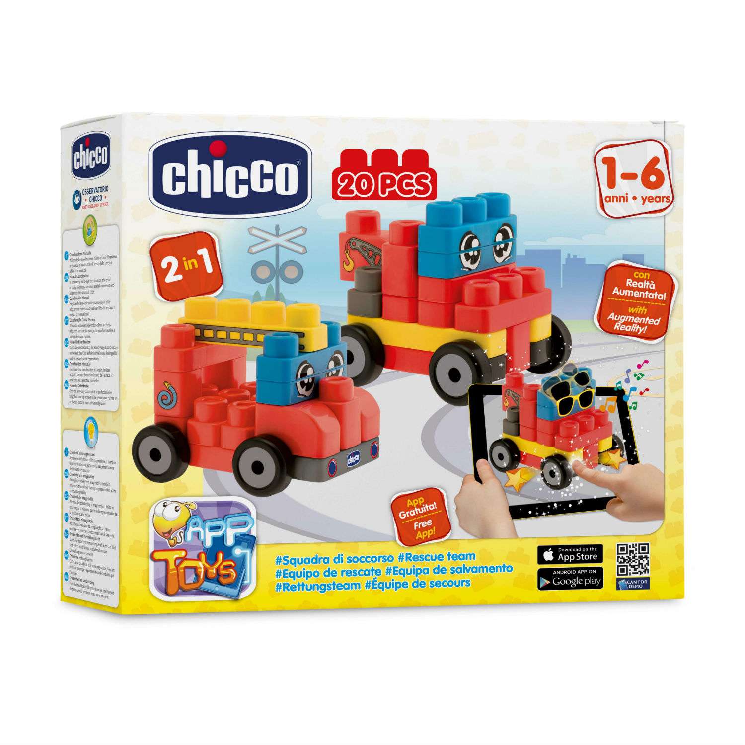 Набор строительных блоков 2 в 1 Chicco Машинки (20шт) 12м-6лет - фото 4