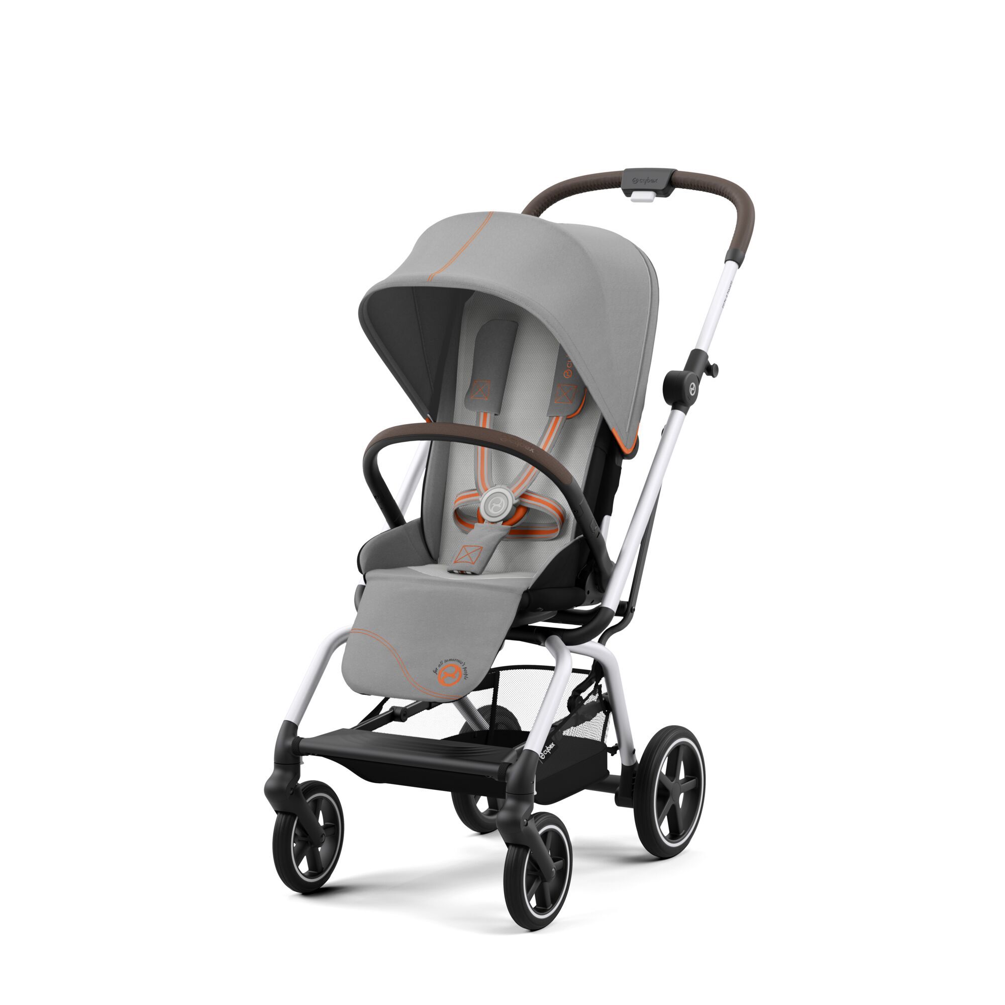 Коляская детская Cybex Eezy S Twist+ 2 SLV Lava Grey с дождевиком и бампером - фото 2