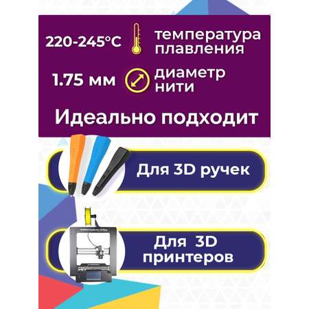 Пластик для 3D печати FUNTASTIQUE PETG 1.75 мм1 кг цвет Фиолетовый